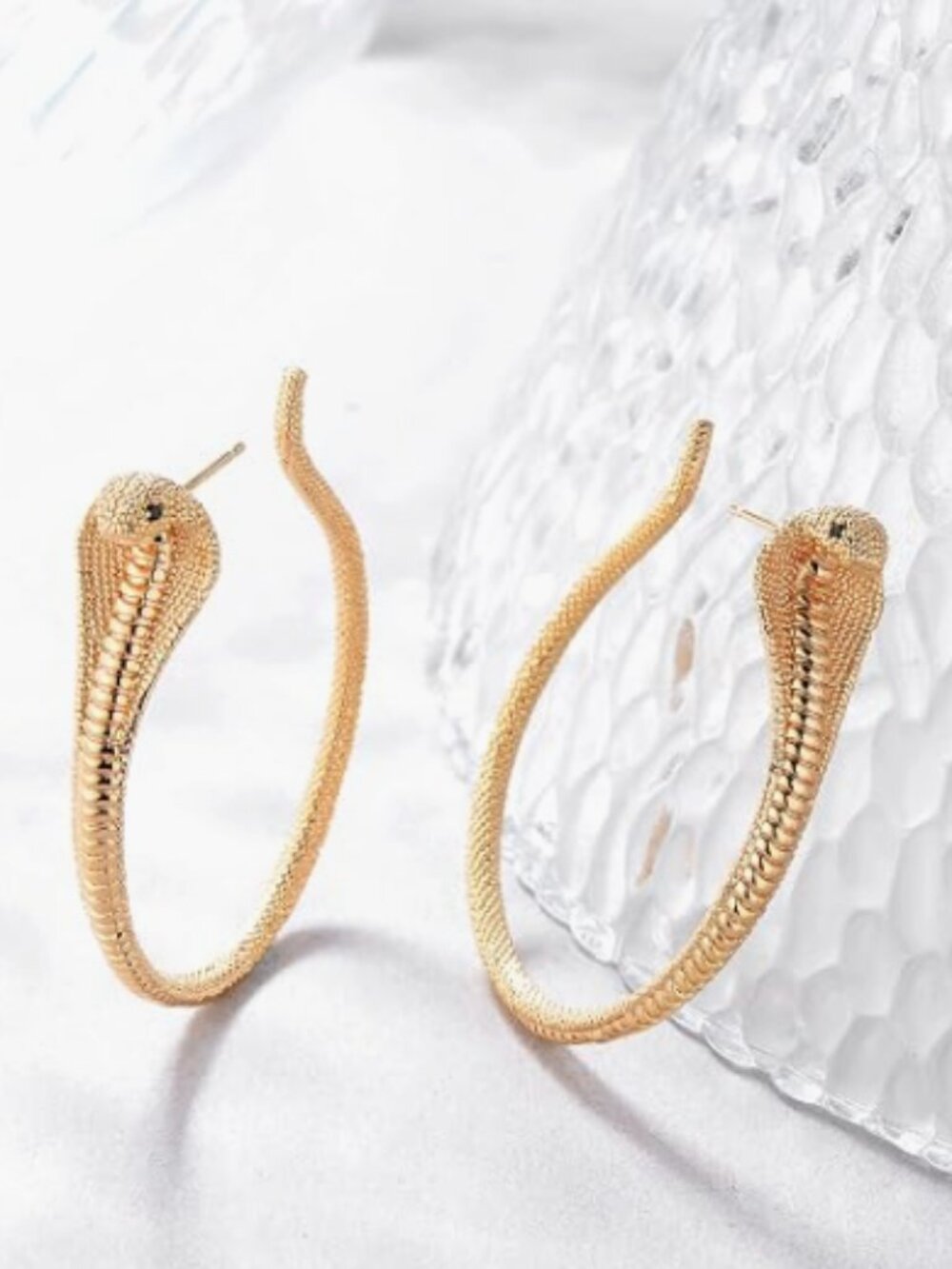 MEVECCO 18K Gold Plated Snake Huggie Hoop Earrings CZ New